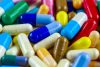 Drug prescription for treatment medication. Pharmaceutical medicament, cure in container for health. Pharmacy theme, capsule pills with medicine antibiotic in packages.