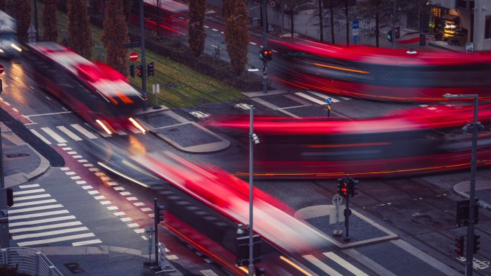 Long exposure buses in Oslo, Norway