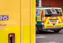 Epsom Surrey, London UK, June 10 2022, NHS Ambulance Service Vehicle