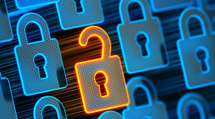 Encryption your data. Digital Lock. Hacker attack and data breach. Big data with encrypted computer code. Safe your data. Cyber internet security and privacy concept. Database storage 3d illustration