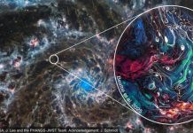 This composite image combines observations from the NASA/ESA/CSA James Webb Space Telescope of the Phantom Galaxy (M74) with a high-resolution simulation of galactic turbulence. The simulation from this study — zoomed into a small patch of the galaxy’s interstellar medium — reveals extremely high-resolution chaotic motions of plasma that regulate star formation, structure formation, and the magnetic field across the galactic scales. An international team of scientists have developed the world’s largest-ever simulations of magnetized turbulence and measured — with unprecedented precision — how turbulent energy moves across a vast range of scales. By simulating galactic-type turbulence in exquisite detail, the researchers found significant departures from the models that have guided astrophysical theory for decades. The findings could reshape how scientists understand the turbulent structure of the Galaxy, the transport of high-energy particles, and even the birth of stars. In practical terms, understanding and properly modeling turbulence and the production of highly energetic particles can shed light on how to safely navigate space, at a time when commercial space flight is growing and attracting the interest of civilians and celebrities alike. Credit Credit: ESA/Webb, NASA & CSA, J. Lee and the PHANGS-JWST Team; Acknowledgement: J. Schmidt; Simulation: J. Beattie.