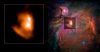 The left panel shows the image of the nebula M42 taken at 90 GHz with the MISTRAL receiver. On the right, an overlay of the MISTRAL image with a wider-field image obtained by the Hubble Space Telescope Credit MISTRAL commissioning team; NASA, ESA, and The Hubble Heritage Team (STScI/AURA)