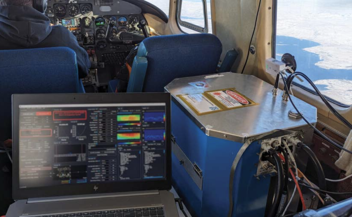 Figure 4: Zion-B Geiger mode LiDAR system mounted in a Commander 500 aircraft on a mapping collection.