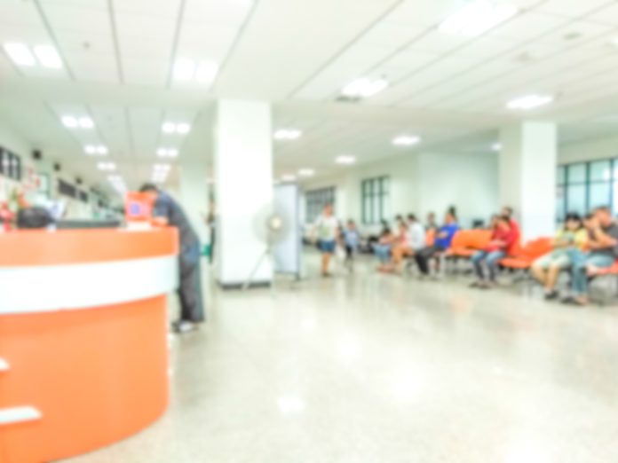 blur beautiful hospital or clinic interior for background,patient waiting for see doctor.