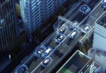 Automotive sensing system concept. Autonomous car. Driver assistant system. Adaptive cruise control.