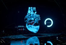 Heart scan with signs and information 3d