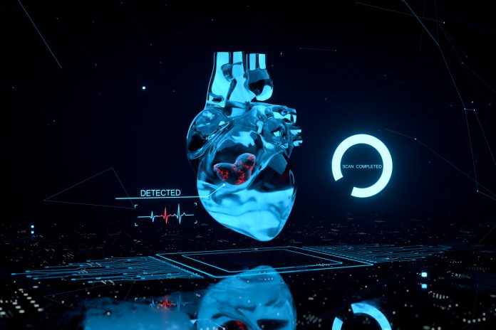 Heart scan with signs and information 3d