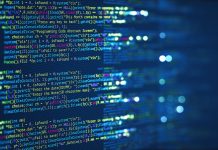 Abstract Modern tech of Programming code screen developer.