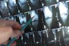 Doctor examining bone knee tumor. X-ray and MRI, MRT, CT with marked sclerosis around the nidus. Medical treatmant concept. Diagnosis of the disease humans bones.
