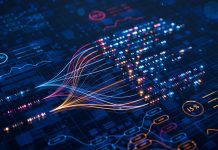 AI powers big data analysis and automation workflows, showcasing neural networks and data streams for business. Artificial intelligence, machine learning, digital transformation and tech innovation.
