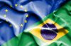 Waving flag of Brazil and EU