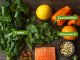 Figure 1: Ocular nutrients, including carotenoids, healthy fats, antioxidant vitamins and minerals can be found in leafy greens, bell peppers, citrus, nuts, and wild salmon.