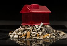 Cigarette butts under a home