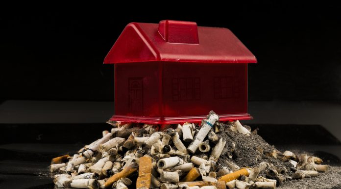 Cigarette butts under a home