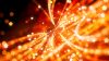 Fiery glowing trajectories with particles, computer generated abstract background, 3D rendering