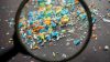 Macro shot on a bunch of microplastics that cannot be recycled
