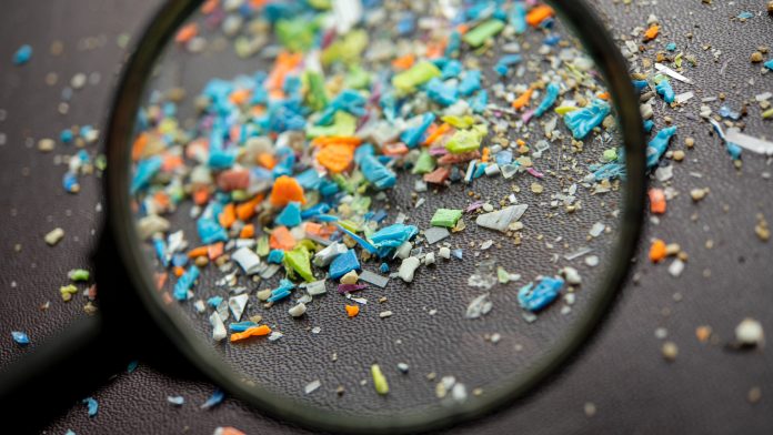 Macro shot on a bunch of microplastics that cannot be recycled