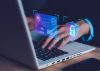 Cyber security and cybercrime. System hacked with Master key lock on laptop, notebook. Cyber attack on computer network, Virus, Spyware, Malware or Malicious software.