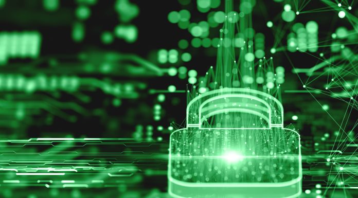 Digital background depicting innovative technologies in security systems, data protection Internet technologies