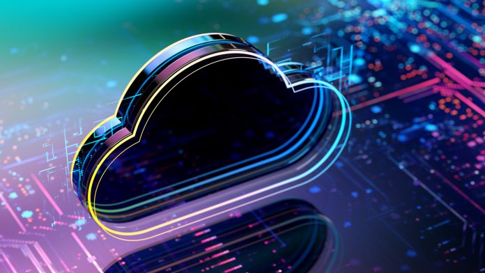 Conceptual image representing digital software cloud computing technology