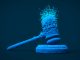 3D gavel with particles and connections.