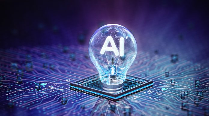 AI idea light bulb concept. 3D render