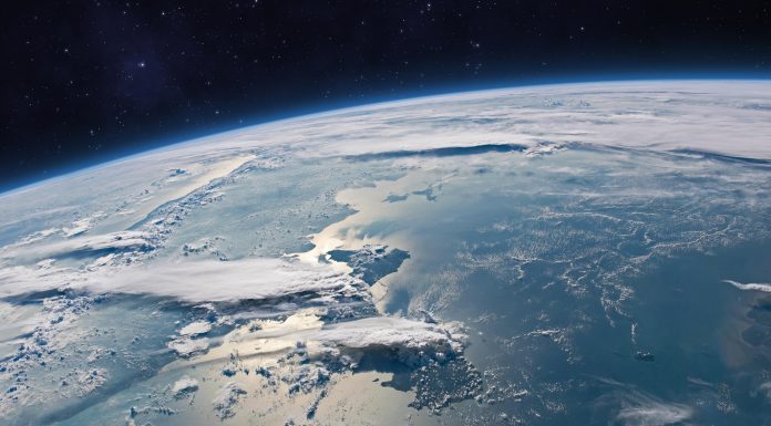 Space. Blue planet Earth with ocean, clouds and continents in open space on the starry sky. Surface of planet Earth. Concept on the theme of Earth Day. This image elements furnished by NASA. ______ Url(s): https://visibleearth.nasa.gov/images/149044/cloudscapes-over-sumatra Adobe Photoshop CC 2023. Knoll light factory. Adobe After Effects CC 2021.