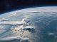 Space. Blue planet Earth with ocean, clouds and continents in open space on the starry sky. Surface of planet Earth. Concept on the theme of Earth Day. This image elements furnished by NASA. ______ Url(s): https://visibleearth.nasa.gov/images/149044/cloudscapes-over-sumatra Adobe Photoshop CC 2023. Knoll light factory. Adobe After Effects CC 2021.