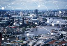 smart city and connection lines. Internet concept of global business, London, UK