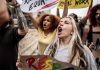 People protesting in the street