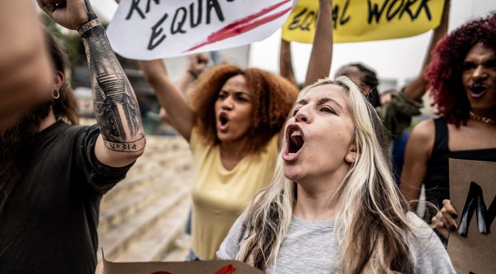 People protesting in the street
