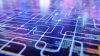 Network, connection concept. Digital background with an abstract lines in style of circuit board and parts of code strings