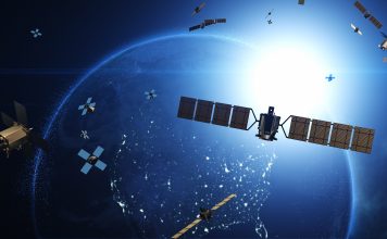 Advancing Telecommunication and High-Speed Internet. Satellites Around Earth
