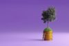 Tree growing on golden coins and ladder to financial growth, symbolizing green finance and ESG concepts. (3d render)
