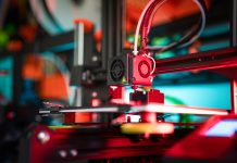 3D printer preparing object.
