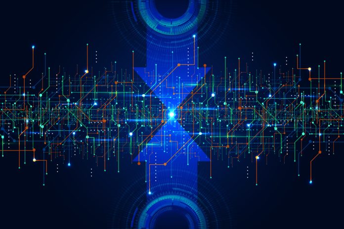 AI Artificial Intelligence chipset on circuit board in futuristic concept suitable for future technology