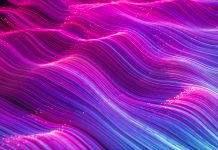 Abstract neon waves technology background.