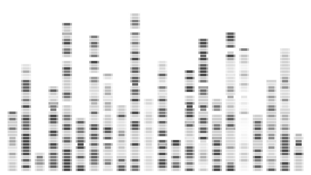 Dna data visualization. Medical genetic sequence pattern in black and white. Abstract antibody architecture for infographic analytics. X and Y gene learning or research illustration. Ideogram profile