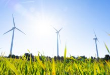 Wind turbines generating renewable energy at Serra of Rubió wind farm in Barcelona, Spain, symbolizing sustainable power and a cleaner future.