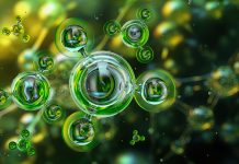 Green ammonia molecular structure: central nitrogen atom bonded to three hydrogen atoms.