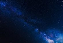 Stars and Milky Way Galaxy on clear dark night sky