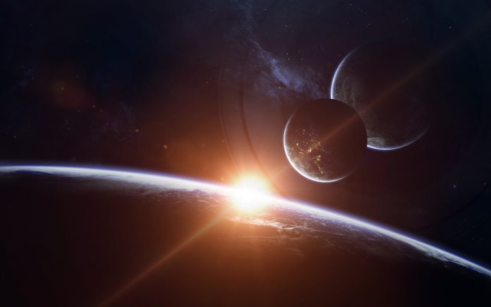 Science fiction space wallpaper, incredibly beautiful planets, galaxies, dark and cold beauty of endless universe. Elements of this image furnished by NASA