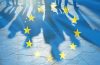 EU Flag and shadows of People concept picture