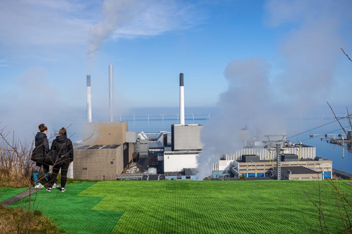 View from combined incineration plant and artificial ski slope
