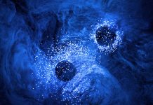 Quantum correlation- 3d rendered image of quantum entanglement. Abstract background. Quantum mechanics background. Atomic structure, large collider, CERN concept. Muon Spinning particle, muon g-2, Higgs boson light speed neon stripes abstract image. Collision of Particles in the Abstract Collider.
