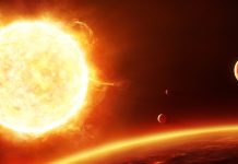 Big sun with planets