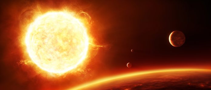 Big sun with planets