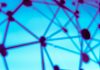 Blur background of sphere network structure. Connection abstract design.