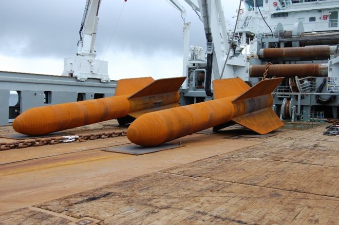 Figure 1. Deep Penetrating Anchors on deck image: ©Deep Sea Anchors AS