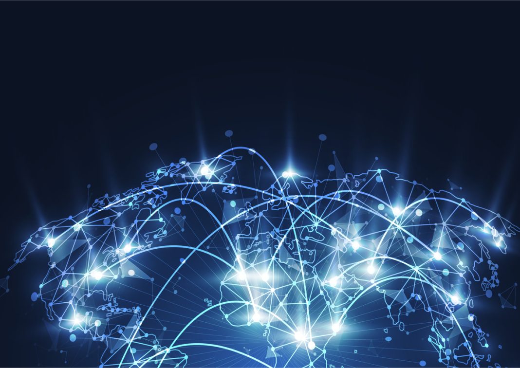 Global network connection. World map point and line composition concept of global business. Vector Illustration